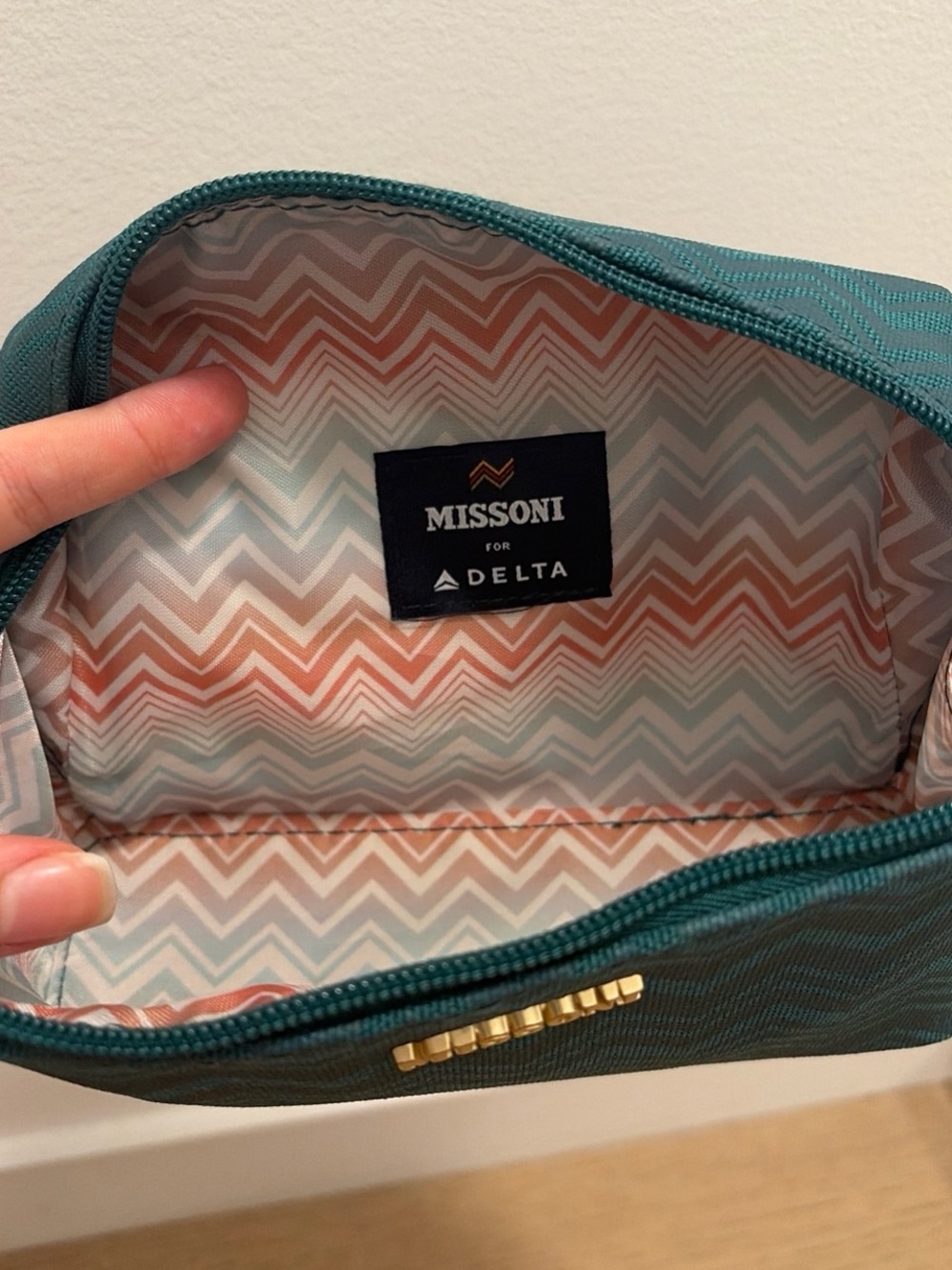 Missoni Teal Chevron Travel Pouch with Gold Accent - Picture 3 of 3